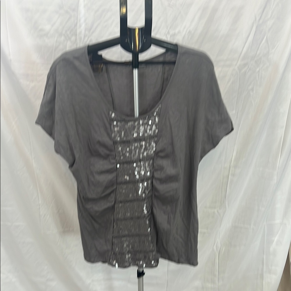 Maurices Gray Ruched Sequin Blouse